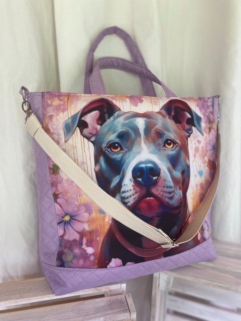 Torba plażowa Lawendowy Pitbull