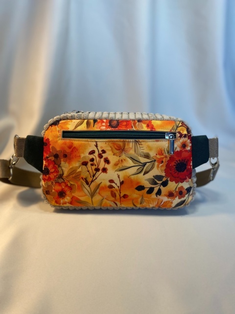 Saszetka Tala z tkaniny w kwiaty i prążka tapicerskiego