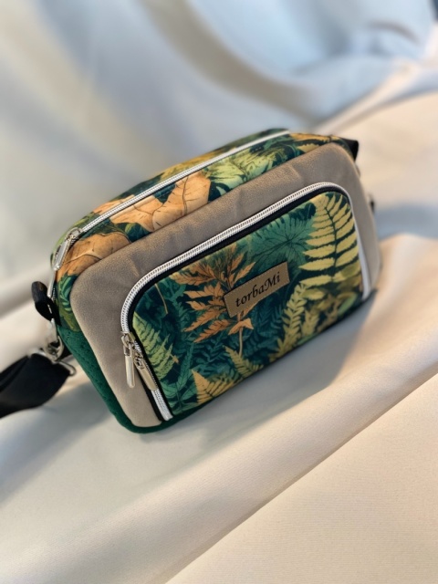 Torebka Tala z weluru tapicerskiego Paprocie