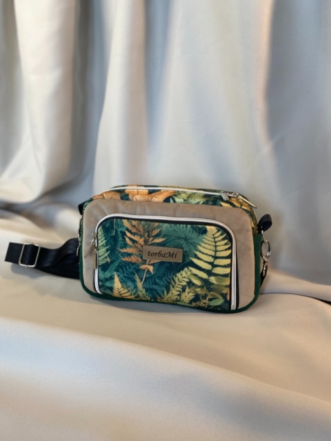 Torebka Tala z weluru tapicerskiego Paprocie