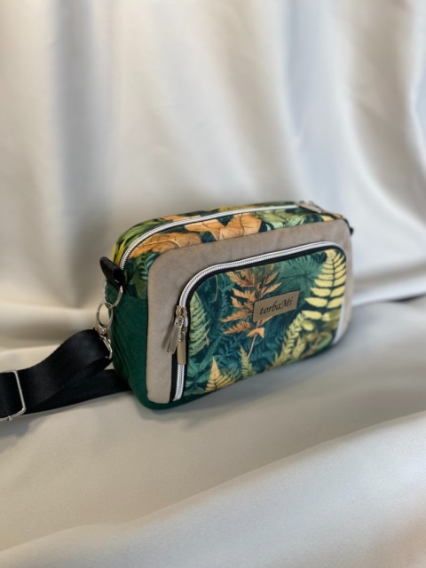 Torebka Tala z weluru tapicerskiego Paprocie