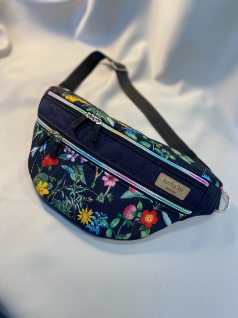 Nerka Luna z tkanin wodoodpornych kwiaty i granat rozmiar L