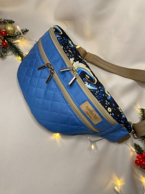 Nerka Luna z tkanin wodoodpornych zimowe wzory i błękit rozmiar L