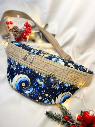 Nerka Luna z tkanin wodoodpornych zimowe wzory i karmel rozmiar L